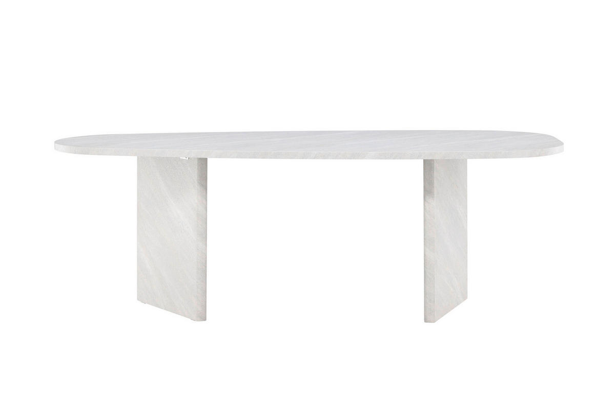 ESSTISCH 220/100/75 cm Echtholz  Holz oval Weiß  - Weiß, MODERN, Holz (220/100/75cm) - Livetastic
