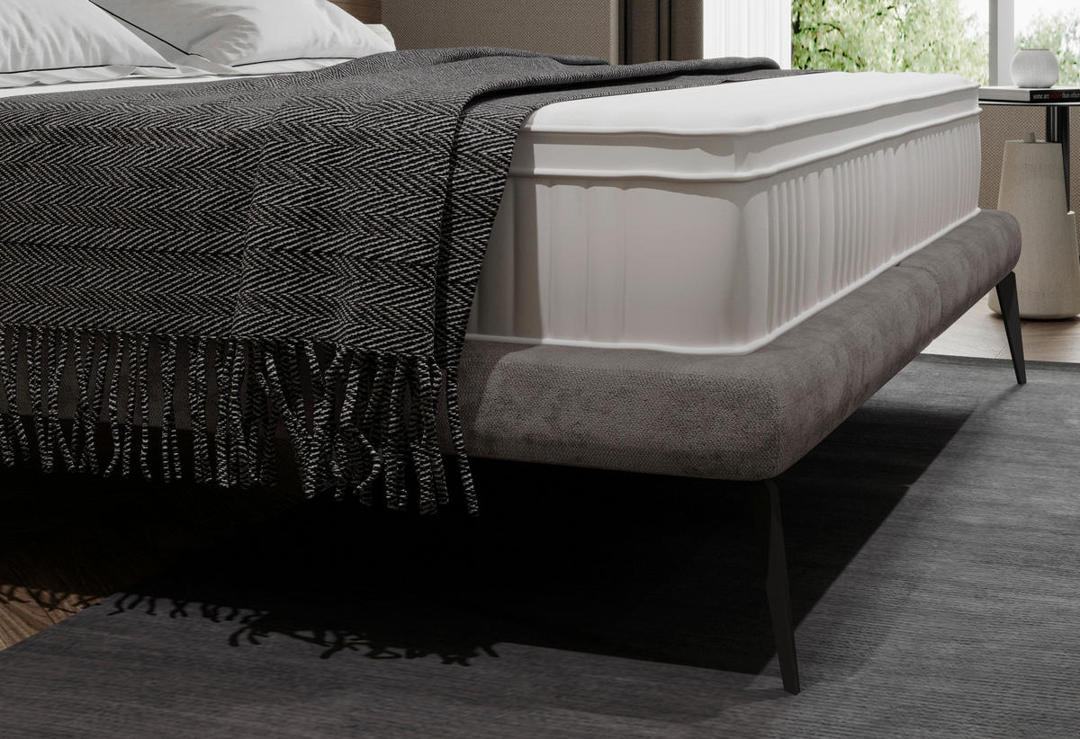 Polsterbett inkl. Matratze 180/200 cm  in Dunkelgrau  - Weiss/Dunkelgrau, Modern, Textil/Metall (180/200cm) - Livetastic