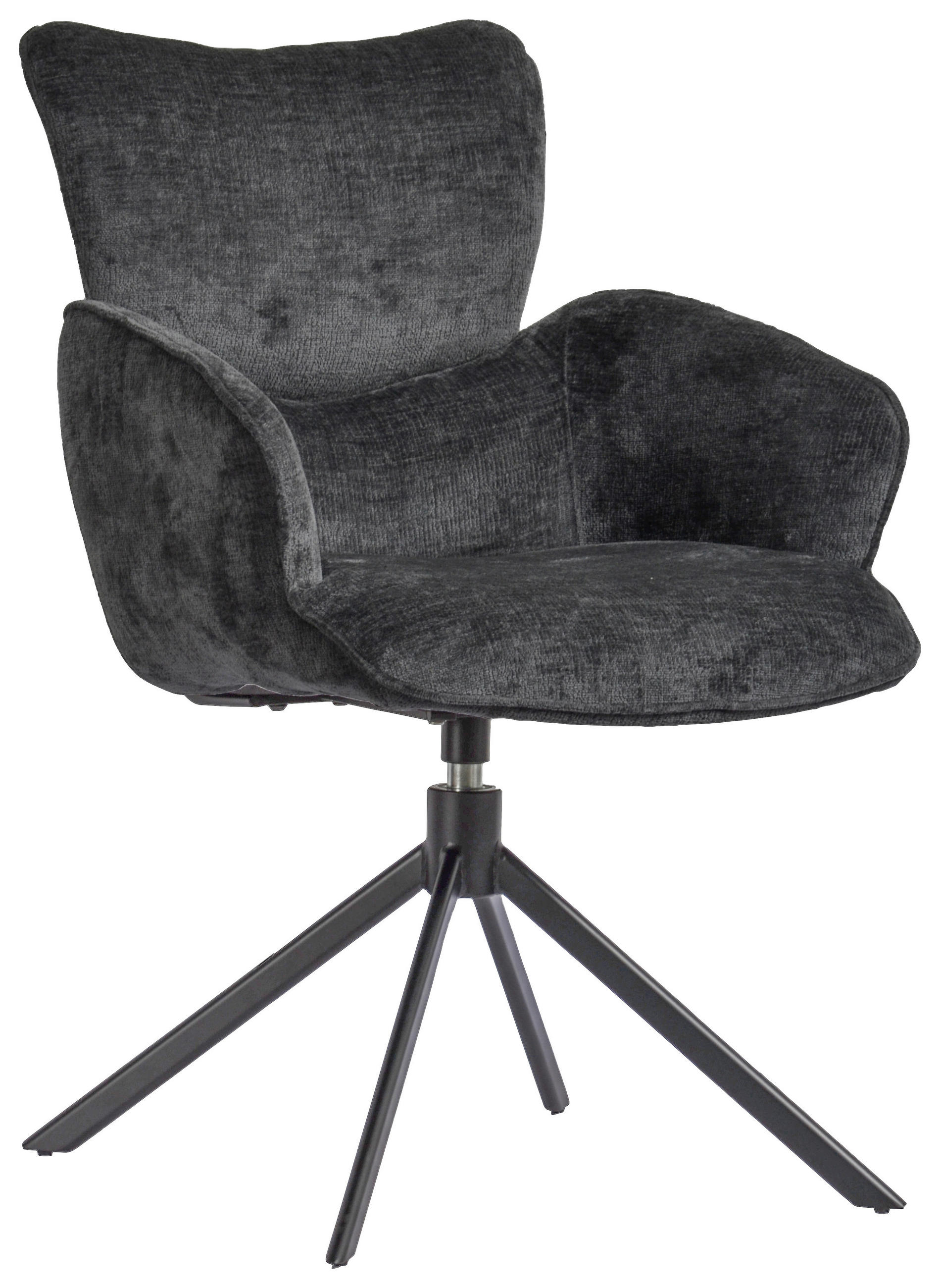 ARMLEHNSTUHL  Stoffauswahl, Sitzfläche 360° drehbar Webstoff  Schwarz, Dunkelgrau  - Dunkelgrau/Schwarz, Design, Textil/Metall (58/89/64cm) - Novel