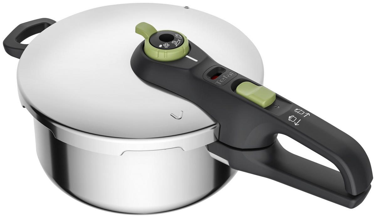 TRYCKKOKARE Secure trendy 4 l  - stålfärgad/svart, Basics, metall (4l) - Tefal