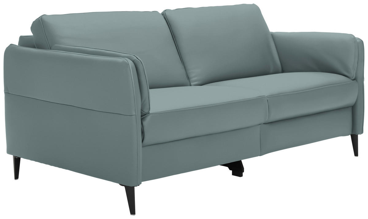 3-SITZER-SOFA in Leder Blau  - Blau/Schwarz, Design, Leder/Metall (190/84/99cm) - Dieter Knoll