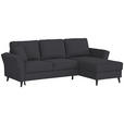 ECKSOFA in Velours Schwarz  - Schwarz, KONVENTIONELL, Holz/Textil (244/159cm) - Carryhome