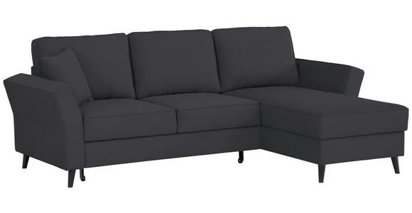 ECKSOFA Schwarz Velours - Schwarz, KONVENTIONELL, Holz/Textil (244/159cm) - Carryhome
