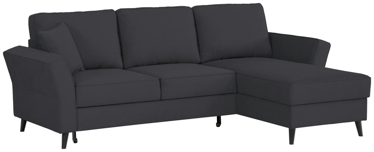 ECKSOFA in Velours Schwarz  - Schwarz, Konventionell, Holz/Textil (244/159cm) - Carryhome