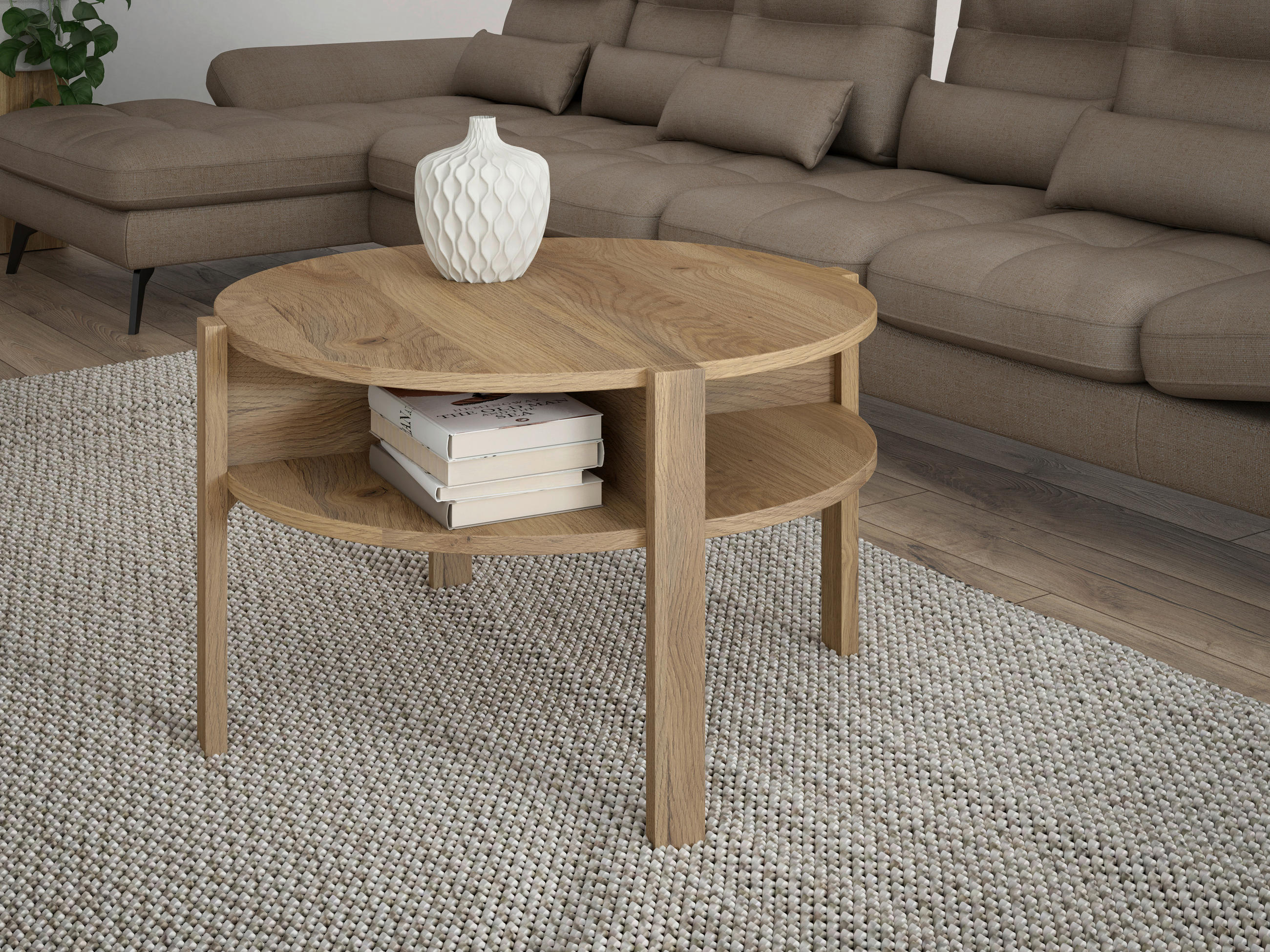 COUCHTISCH 74,4/74,4/45,5 cm rund Eichefarben  - Eichefarben, Design, Holzwerkstoff (74,4/74,4/45,5cm) - Carryhome