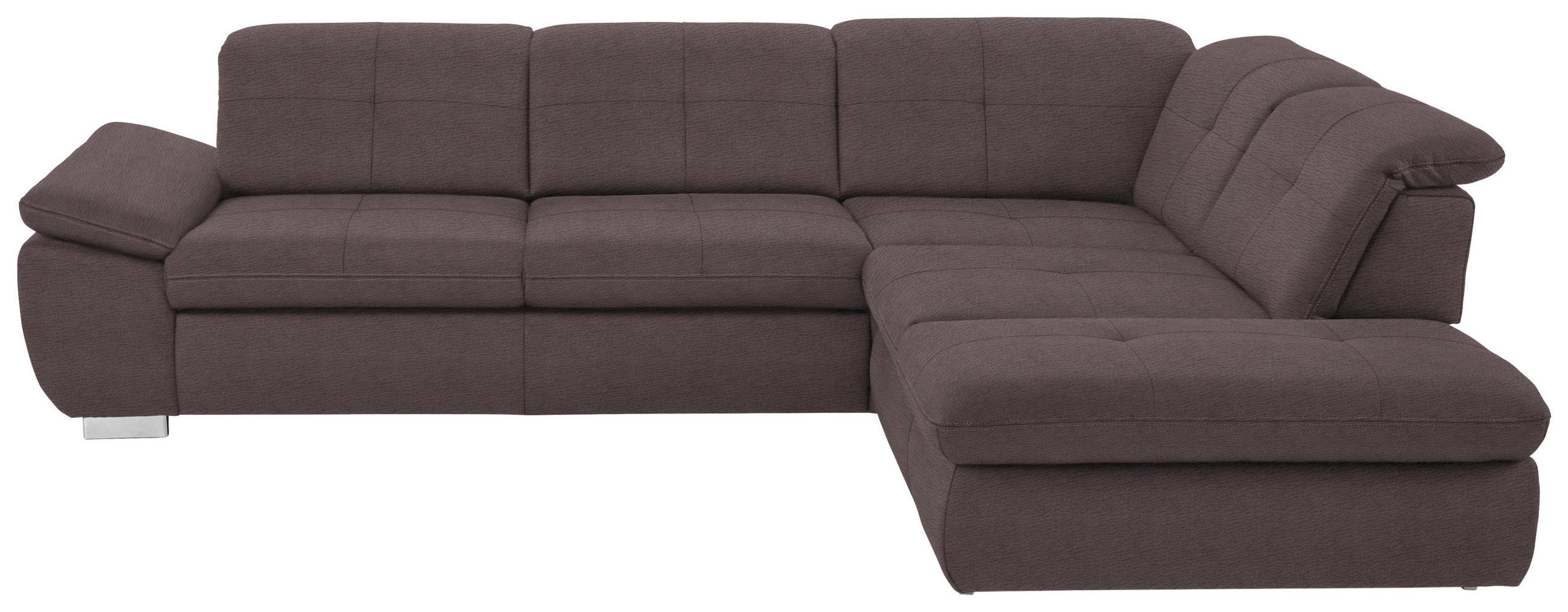 ECKSOFA in Mikrofaser Graubraun  - Graubraun/Silberfarben, Design, Textil/Metall (320/260cm) - Beldomo Speed