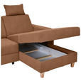 ECKSOFA Terracotta Flachgewebe  inkl. Bettkasten, Schlaffunktion, Rücken echt, Kopfstütze, Liegefläche im Originalstoff  - Buchefarben/Terracotta, KONVENTIONELL, Holz/Textil (241/166cm) - Carryhome