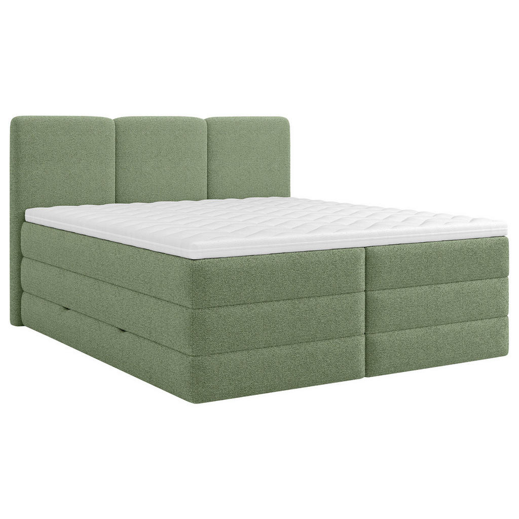 Thumbnail - Mid.you Boxspringbett, Grün, Holz, Textil, Holzwerkstoff, H3 + H4, Höhe ca. 19 cm, 180x200 cm, Bettkasten, gepolstertes ...