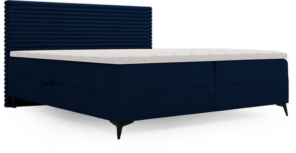 BOXBETT 180/200 cm,  in Blau, Bettkasten, Topper, Matratzen, H3 = fest  - Blau/Schwarz, Design, Holz/Holzwerkstoff (180/200cm) - Xora