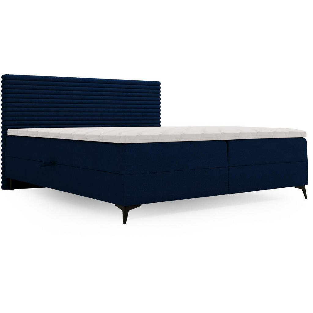 Thumbnail - Xora Boxbett, Blau, Textil, Kiefer, massiv, H3, Höhe ca. 15 cm, 140x200 cm, Bettkasten, gepolstertes Kopfteil, Topper du...