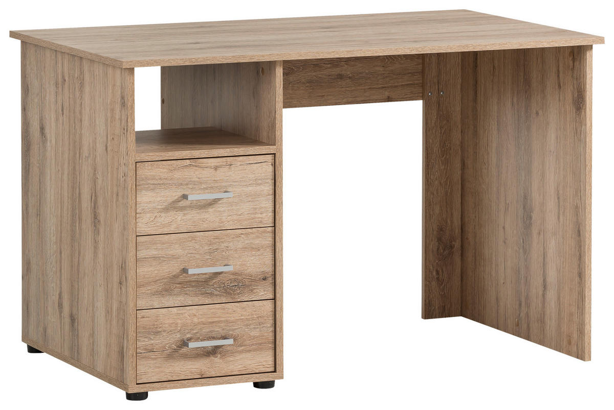 SCHREIBTISCH 70/115,8/74 cm  in Wildeiche  - Wildeiche/Silberfarben, MODERN, Holzwerkstoff/Metall (70/115,8/74cm) - MID.YOU