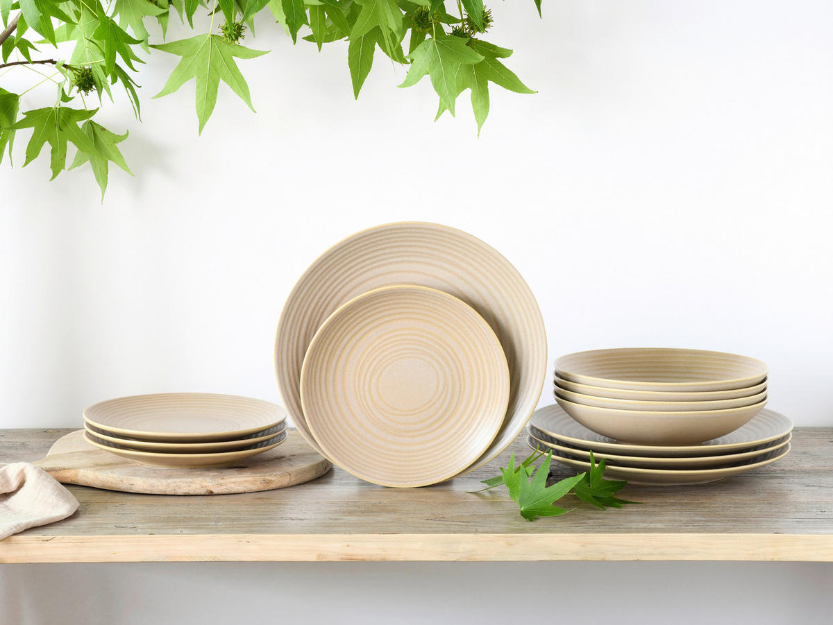 KOMBISERVICE Lava Stone 12-teilig  - Sandfarben, Basics, Keramik - Creatable