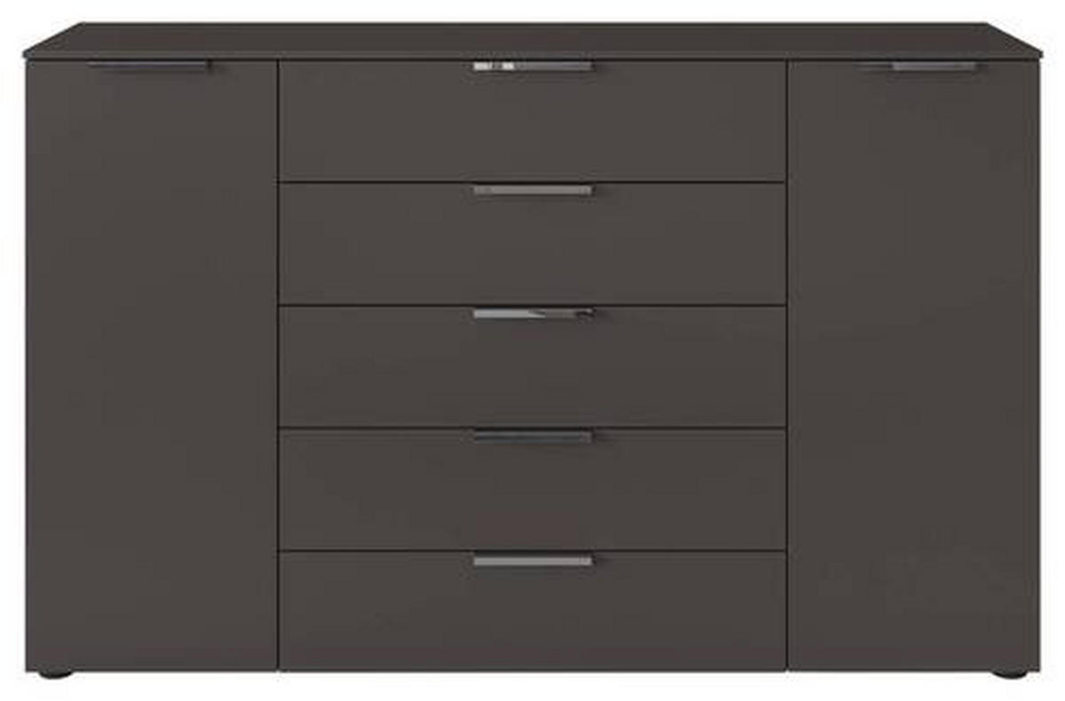 KOMÓD 160/100/42 cm  - grafitszürke/króm, Modern, műanyag/faalapú anyag (160/100/42cm) - Rauch Möbel