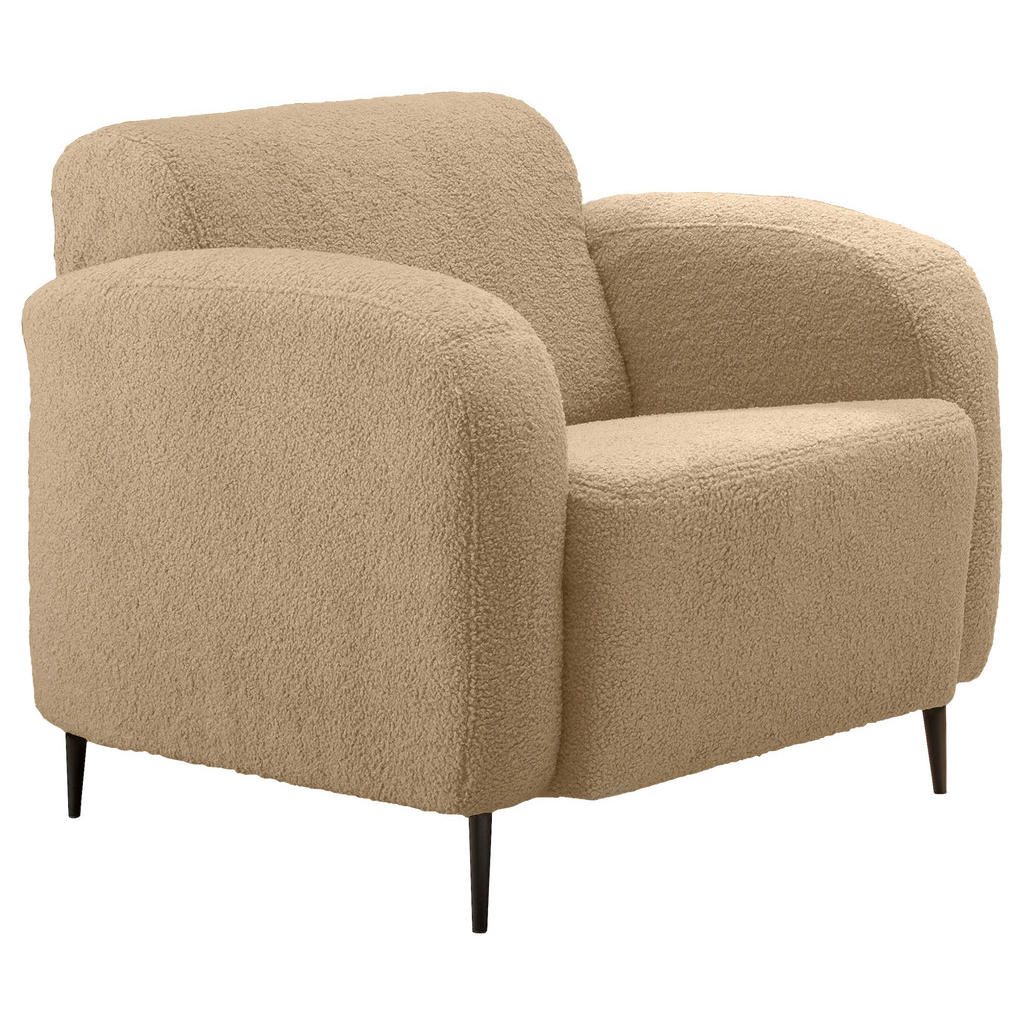 Polstersessel mit Armlehnen Marone Creme Teddystoff