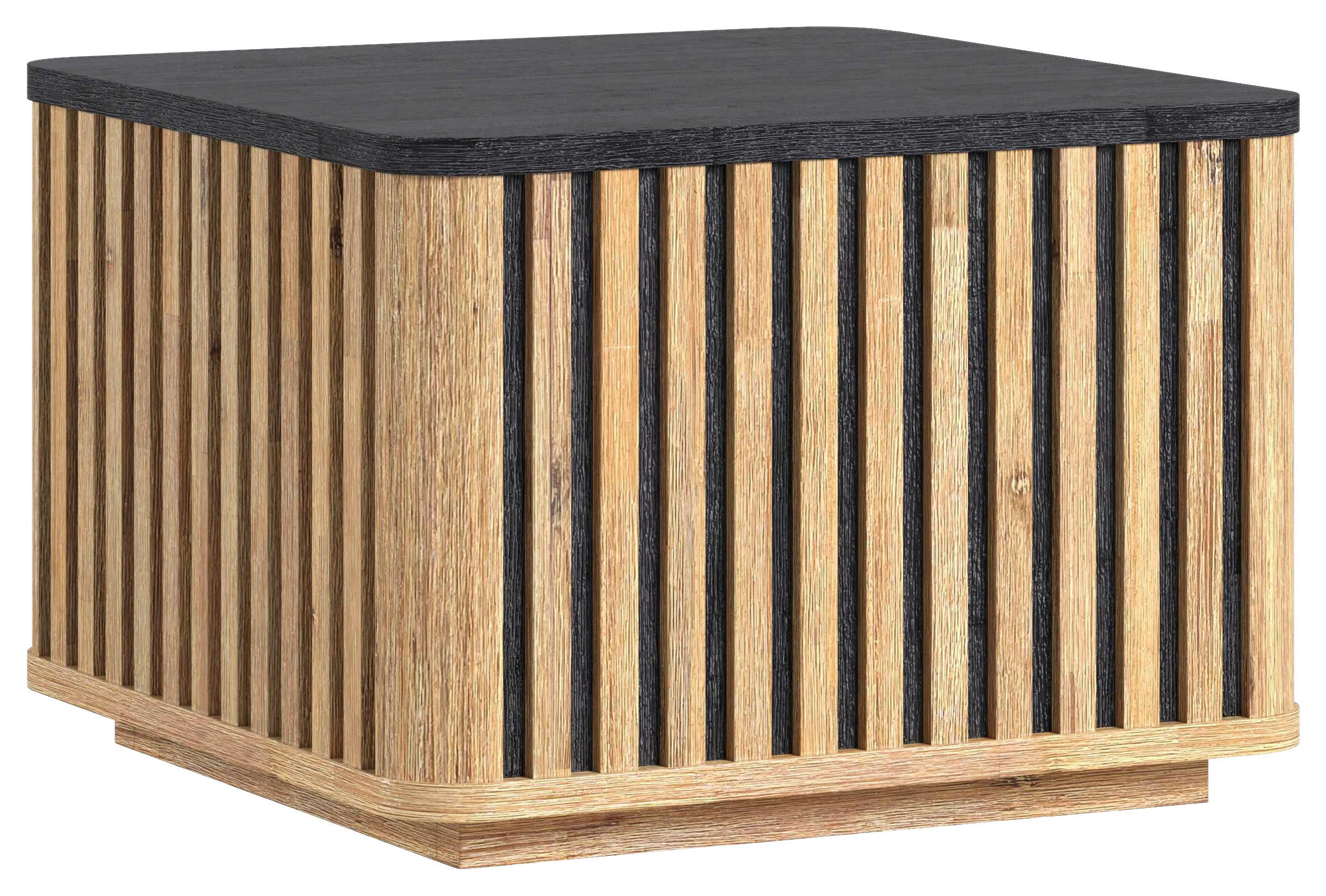 COUCHTISCH 50/50/35 cm Akazie furniert quadratisch Schwarz, Akaziefarben Stauraum, abnehmbares Tablett, einfacher Aufbau  - Schwarz/Akaziefarben, LIFESTYLE, Holz (50/50/35cm) - Landscape