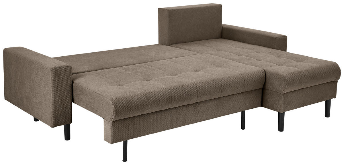 ECKSOFA in Webstoff Braun  - Schwarz/Braun, Konventionell, Kunststoff/Textil (231/157cm) - P & B