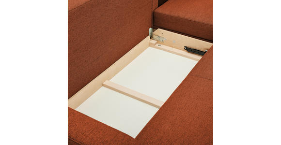 ECKSOFA in Flachgewebe Rostfarben - Rostfarben/Eiche Wotan, KONVENTIONELL, Holz/Textil (255/157cm) - Carryhome