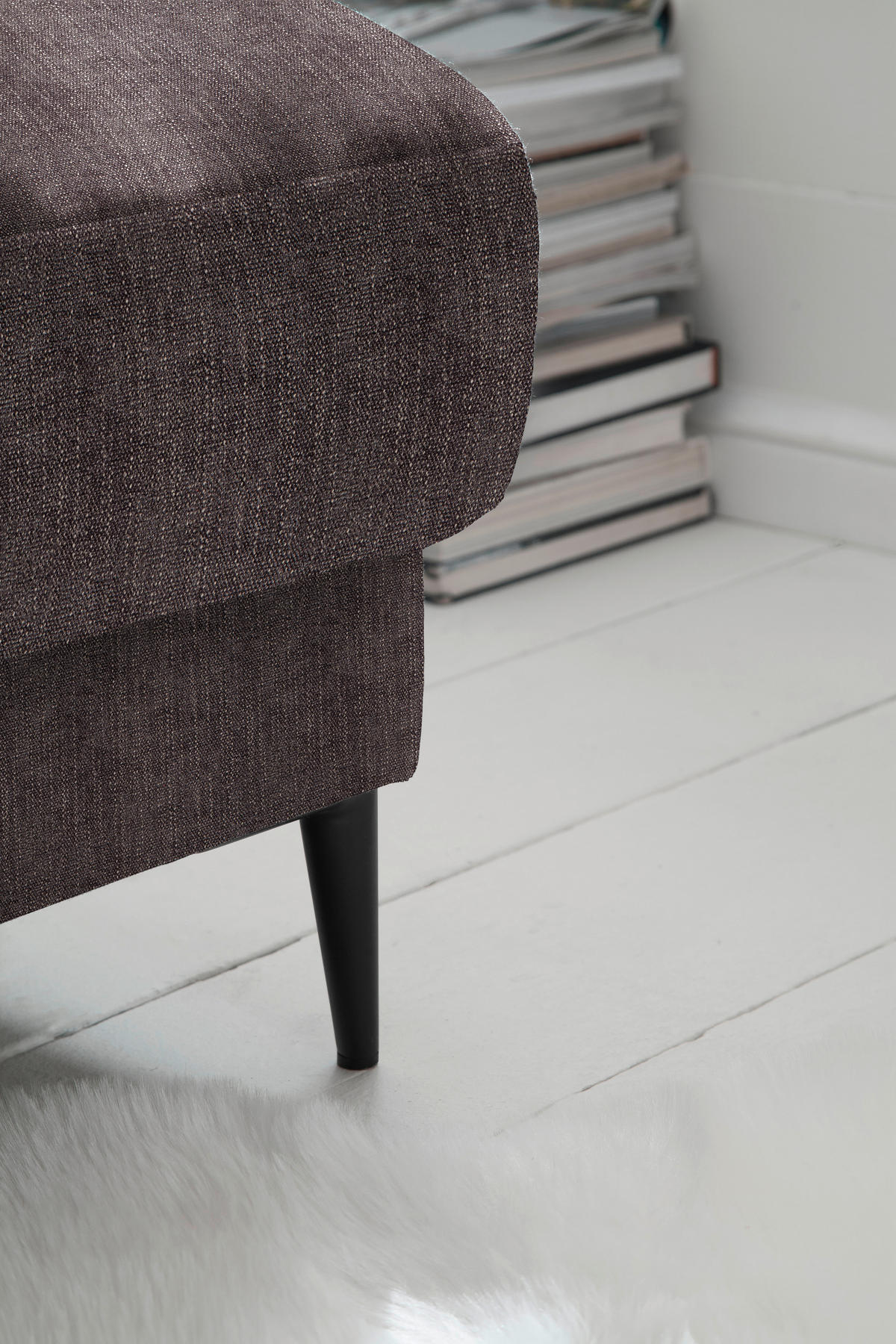 ECKSOFA in Flachgewebe Braun  - Schwarz/Braun, Design, Textil/Metall (296/207cm) - Dieter Knoll