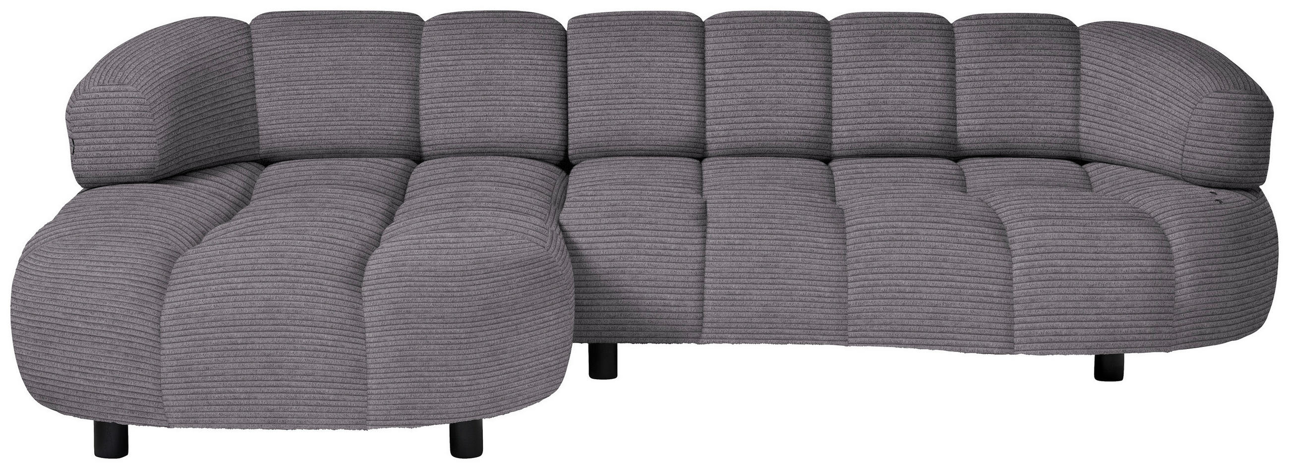 ECKSOFA Graubraun Cord, Velours  - Graubraun/Schwarz, Design, Holz/Textil (183/284cm) - Welnova
