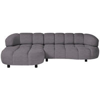 ECKSOFA Graubraun Cord, Velours  - Graubraun/Schwarz, Design, Holz/Textil (183/284cm) - Welnova