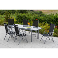 GARTENSET Aluminium  - Silberfarben/Schwarz, MODERN, Textil/Metall - Gardenson