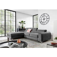 ECKSOFA in Samt Grau  205/278 cm  - Silberfarben/Grau, Design, Textil/Metall (205/278cm) - MID.YOU