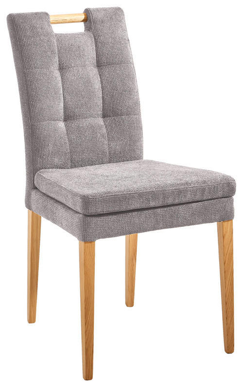 STUHL  in Webstoff Holz, Textil  - Eichefarben/Grau, KONVENTIONELL, Holz/Textil (47/91,5/59cm) - Cantus