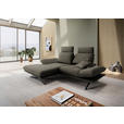 ECKSOFA  in Flachgewebe Braun Rücken echt, Armteilverstellung, Drehsitzfunktion  155/234 cm  - Schwarz/Braun, Design, Textil/Metall (155/234cm) - Dieter Knoll