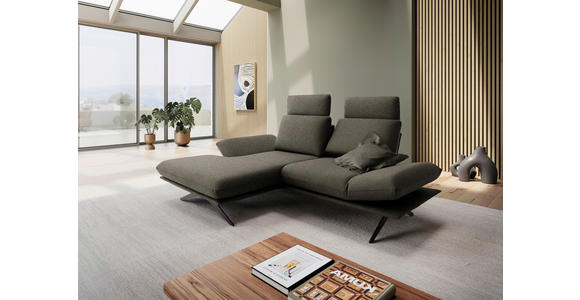 ECKSOFA  in Flachgewebe Braun Rücken echt, Armteilverstellung, Drehsitzfunktion  155/234 cm  - Schwarz/Braun, Design, Textil/Metall (155/234cm) - Dieter Knoll