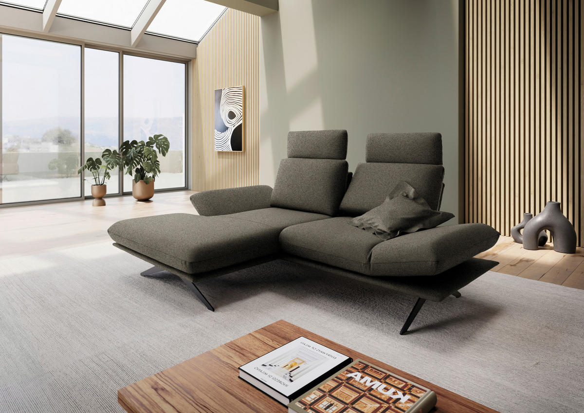 ECKSOFA  in Flachgewebe Braun  155/234 cm  - Schwarz/Braun, Design, Textil/Metall (155/234cm) - Dieter Knoll