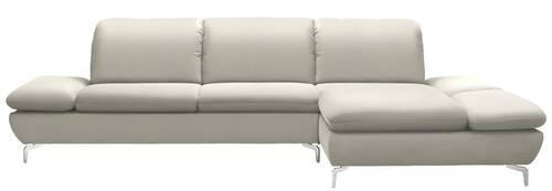ECKSOFA in Echtleder Weiß  315/200 cm  - Silberfarben/Weiß, Design, Leder/Metall (315/200cm) - Chilliano