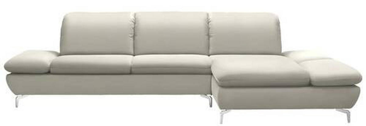 ECKSOFA in Echtleder Weiß  315/200 cm  - Silberfarben/Weiß, Design, Leder/Metall (315/200cm) - Chilliano