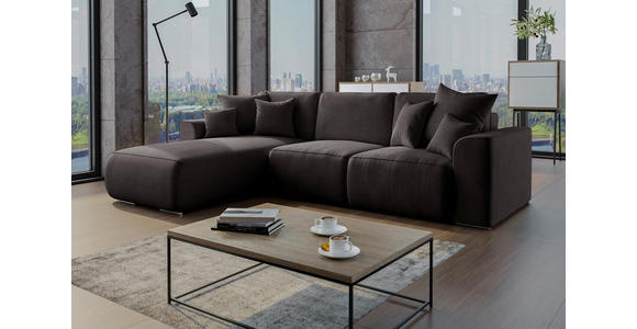 ECKSOFA in Lederlook Dunkelbraun  - Chromfarben/Dunkelbraun, KONVENTIONELL, Kunststoff/Textil (195/293cm) - Carryhome