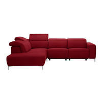 ECKSOFA Rot Flachgewebe  - Chromfarben/Rot, Design, Textil/Metall (238/290cm) - Pure Home Lifestyle