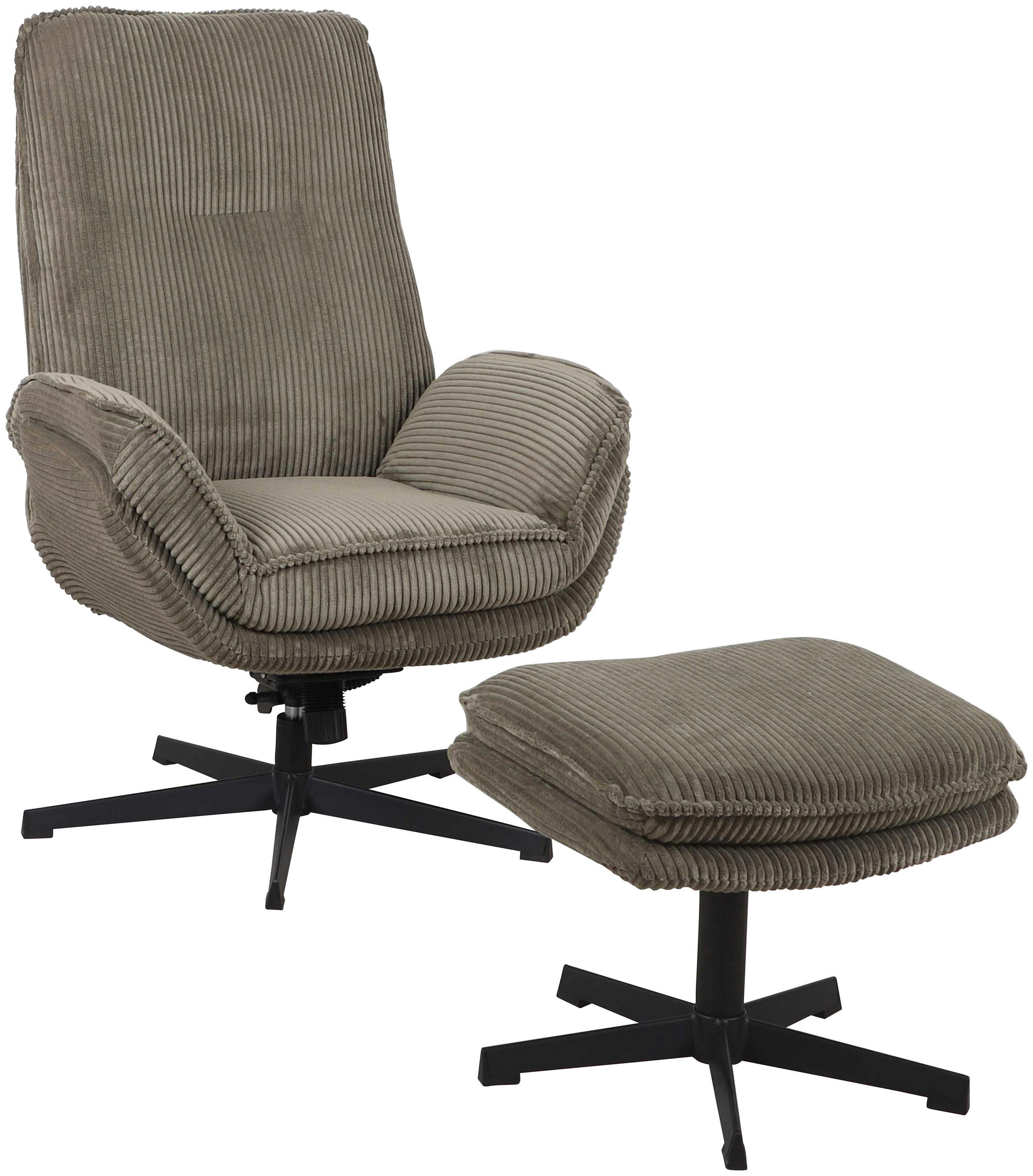 RELAXSESSELSET Cord    - Schwarz/Olivgrün, Design, Textil/Metall (75/103/85cm) - Carryhome