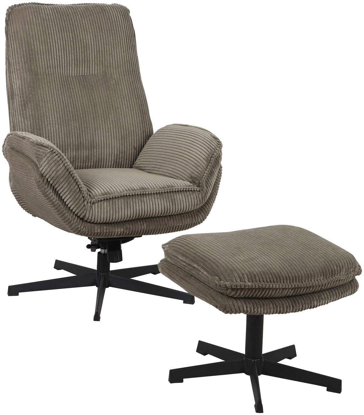 RELAXSESSELSET Cord    - Schwarz/Olivgrün, Design, Textil/Metall (75/103/85cm) - Carryhome