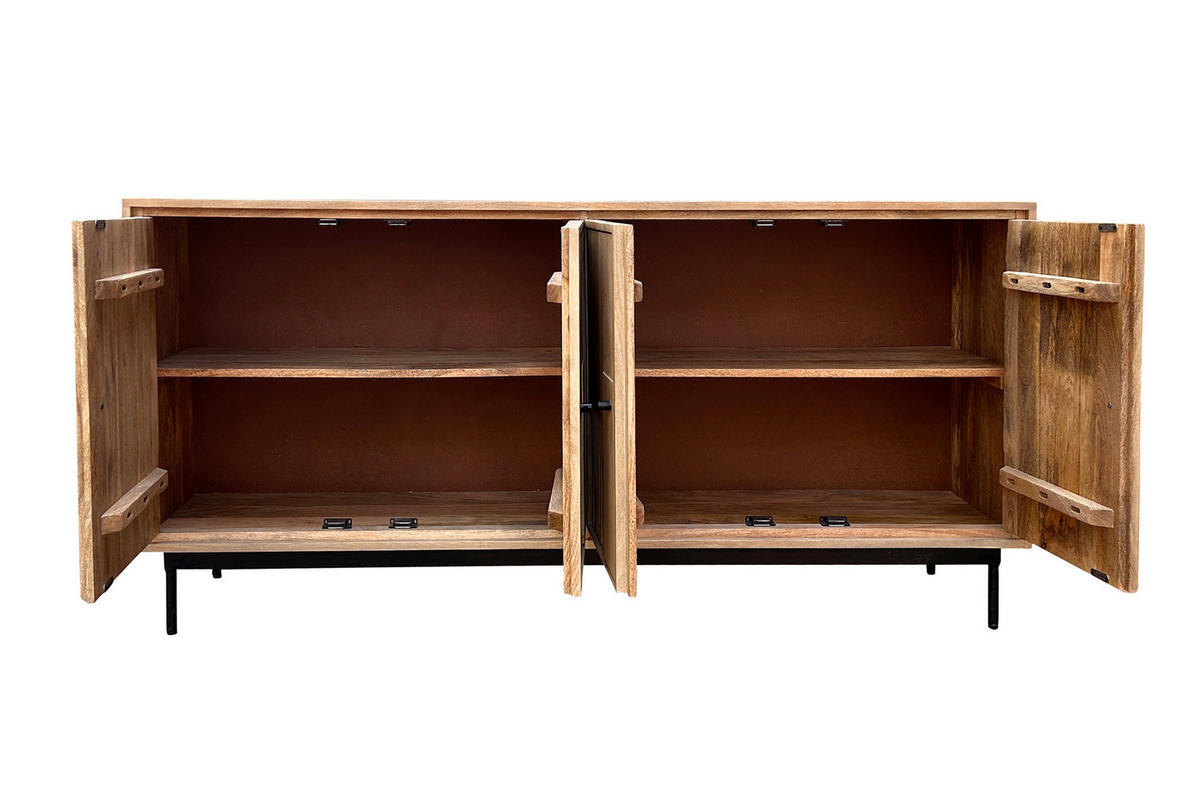 SIDEBOARD 160/80/40 cm  - Schwarz/Naturfarben, Design, Holz/Metall (160/80/40cm) - MID.YOU