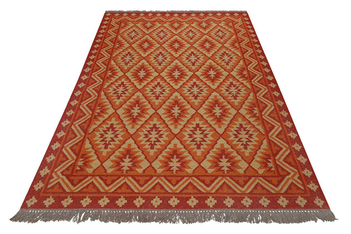 HANDWEBTEPPICH 80/150 cm Clare Creme, Rostfarben, Dunkelorange  - Rostfarben/Dunkelorange, LIFESTYLE, Textil (80/150cm)