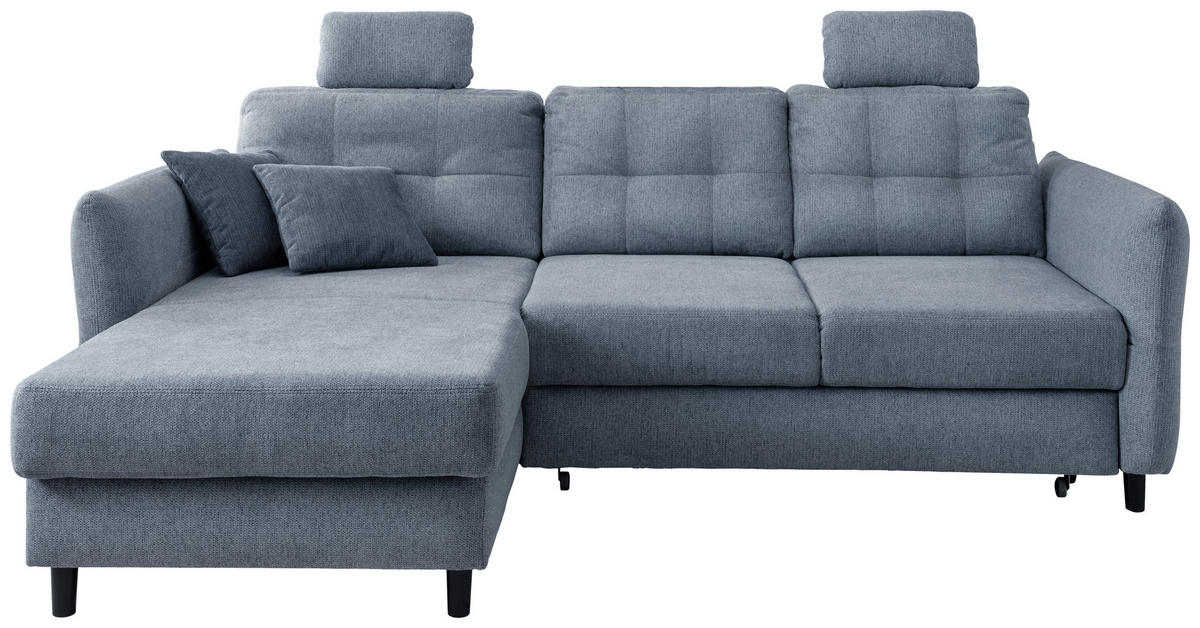 ECKSOFA Hellblau Chenille  - Blau/Schwarz, MODERN, Holz/Textil (176/250-280cm) - Livetastic