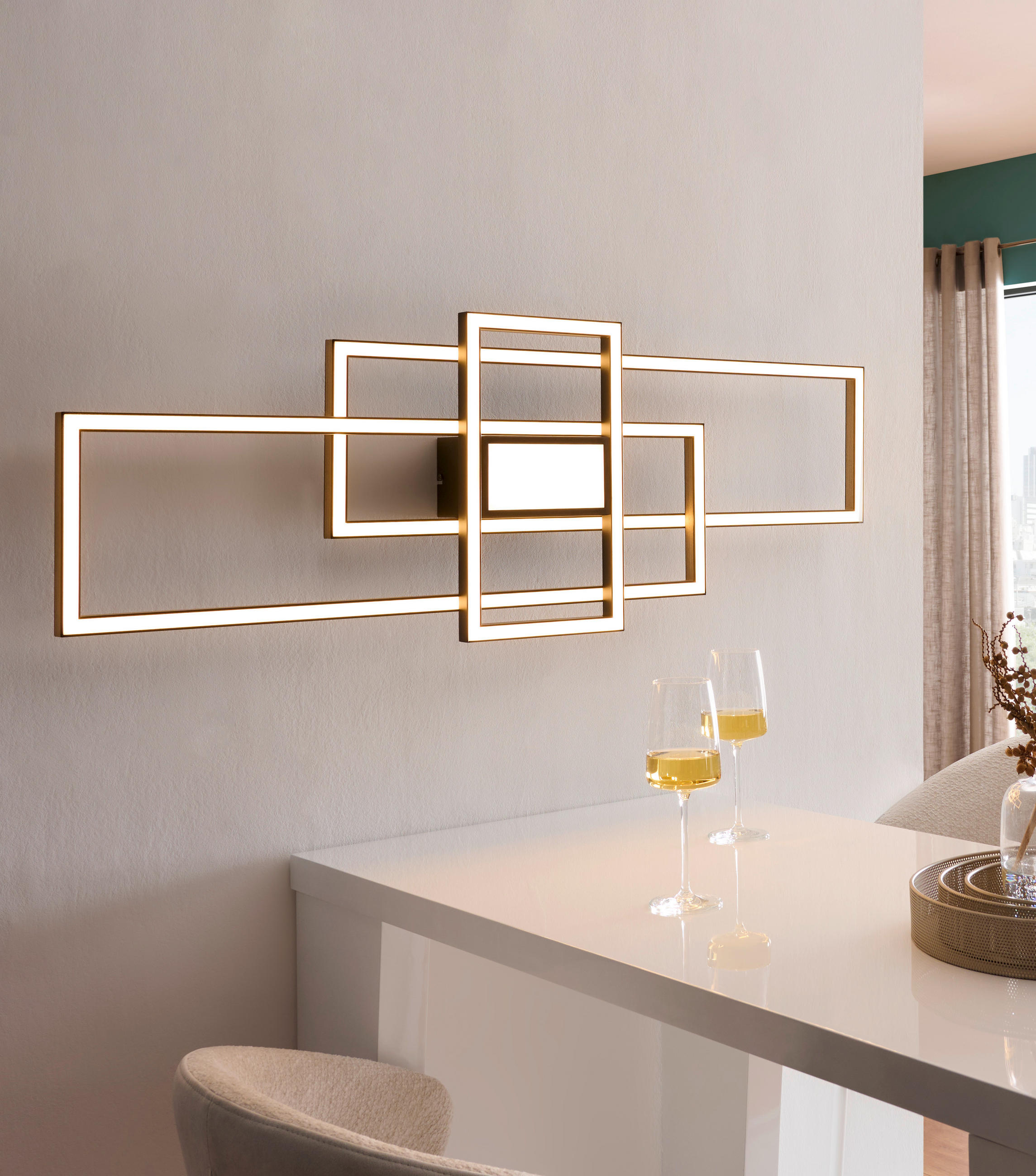PLAFONIERĂ CU LED - culoare lemn arțar/negru, Design, metal (116/40/10cm)