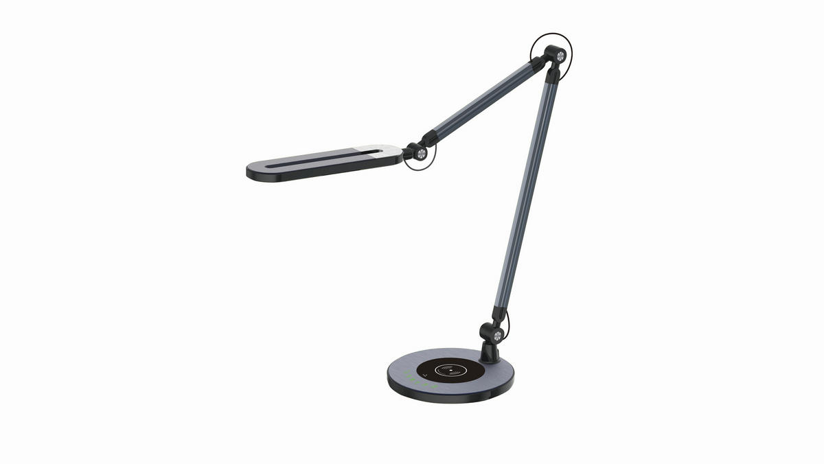 LED-SCHREIBTISCHLEUCHTE URSINO 58,7/20/107 cm   - Silberfarben/Schwarz, KONVENTIONELL, Kunststoff/Metall (58,7/20/107cm) - Globo
