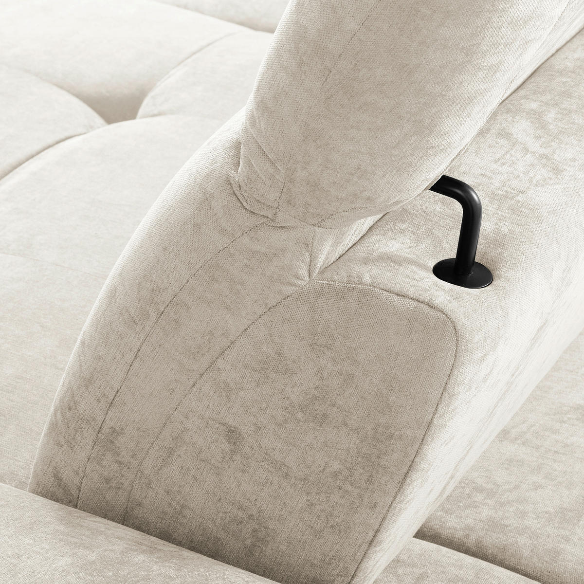 ECKSOFA  Webstoff Creme  - Creme/Schwarz, Design, Textil/Metall (268/195cm) - Livetastic