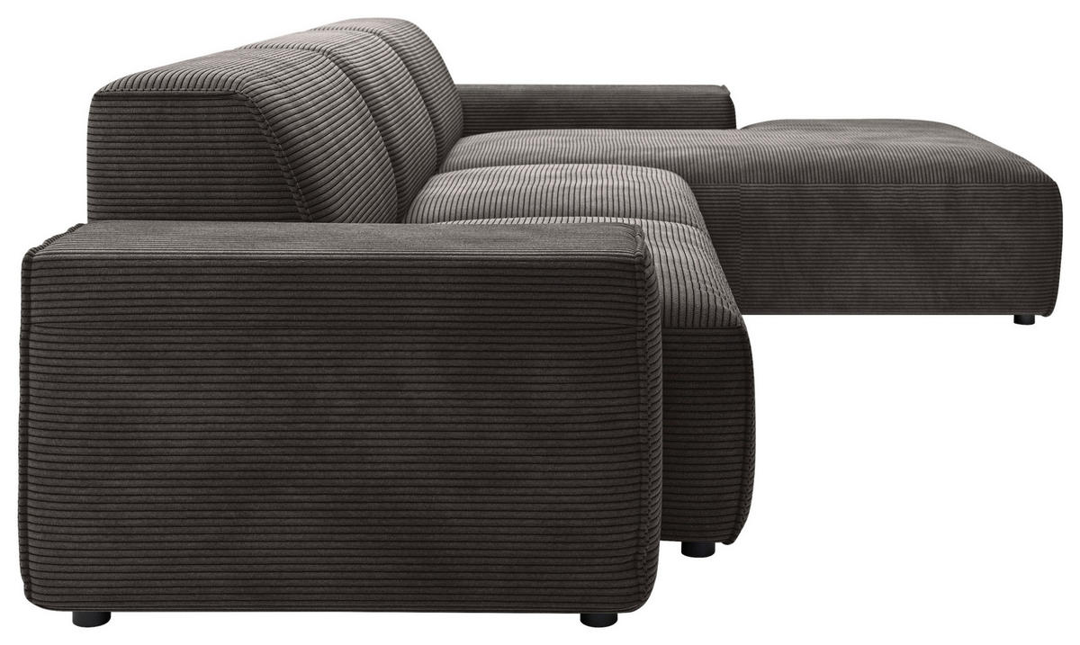 ECKSOFA 9125 Dunkelbraun, Mokka Cord  - Dunkelbraun/Schwarz, Design, Kunststoff/Textil (300/189cm) - Pure Home Lifestyle