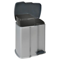 SUSTAV ZA ODVAJANJE OTPADA  7 + 15 l   - srebrne boje/crna, Basics, plastika (39,5/29/43cm)