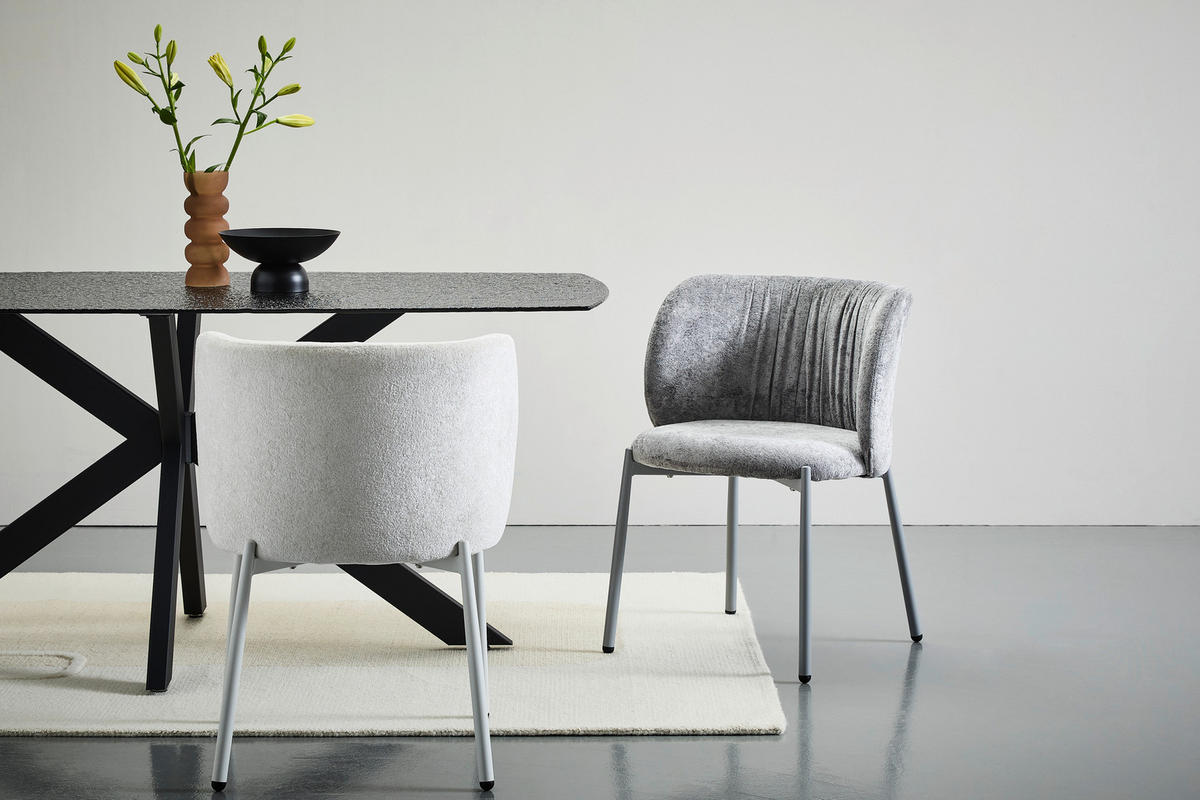 STUHL Chenille Grau  - Grau, Design, Textil/Metall (56,5/77/57cm) - Stylife