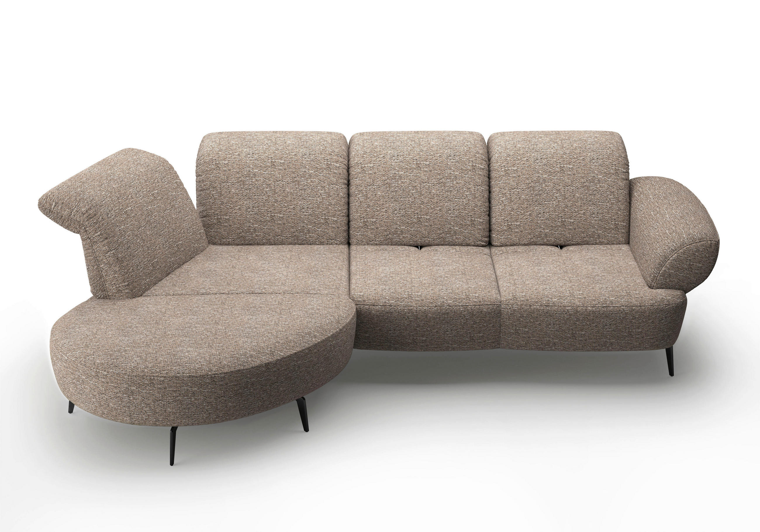 ECKSOFA in Chenille Cappuccino  - Schwarz/Cappuccino, Modern, Textil/Metall (208/313cm) - Sit & More
