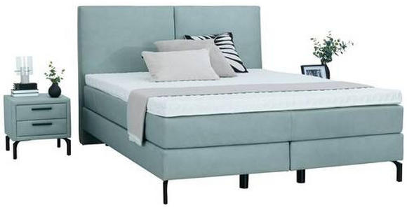 BOXSPRINGBETT 200/200 cm in Jadegrün - Jadegrün/Schwarz, KONVENTIONELL, Textil/Metall (200/200cm) - Dieter Knoll