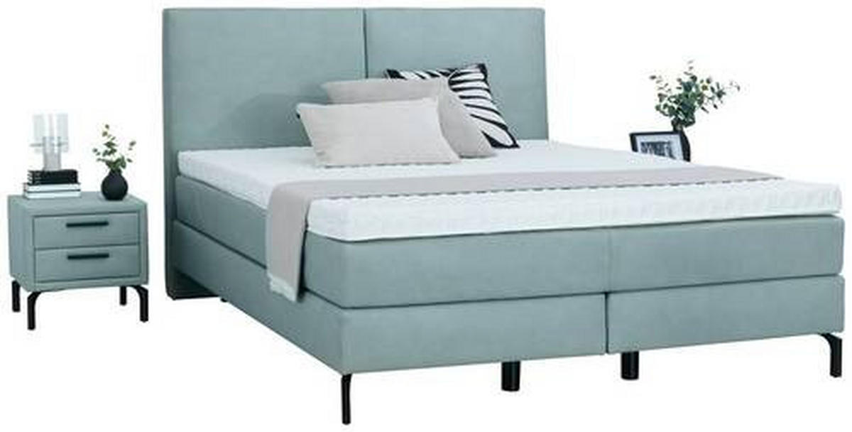 BOXSPRINGBETT 200/200 cm  in Jadegrün  - Jadegrün/Schwarz, Konventionell, Textil/Metall (200/200cm) - Dieter Knoll