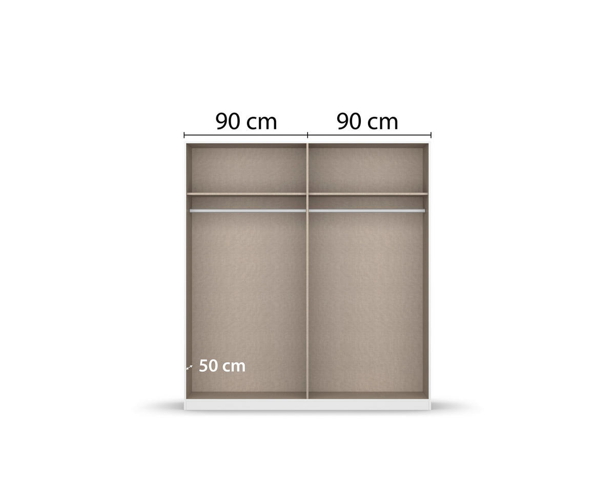 DREHTÜRENSCHRANK 181/197/54 cm,  in Weiß, 4-türig  - Alufarben/Weiß, KONVENTIONELL, Glas/Holzwerkstoff (181/197/54cm) - home24