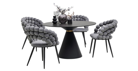 ESSTISCH in Metall, Glas, Keramik 120/120/76 cm - Schwarz, Design, Glas/Keramik (120/120/76cm) - Novel
